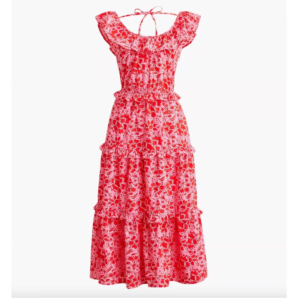 J. Crew Vibrant Red Floral Dress